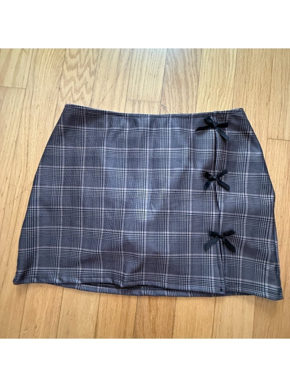 Free Haven Women's Large Brown Plaid Check Bow Tie Mini Skort